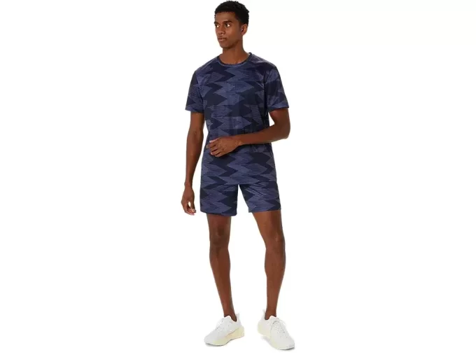 MAGLIA A MANICHE CORTE CON STAMPA STAGIONALE ALL OVER