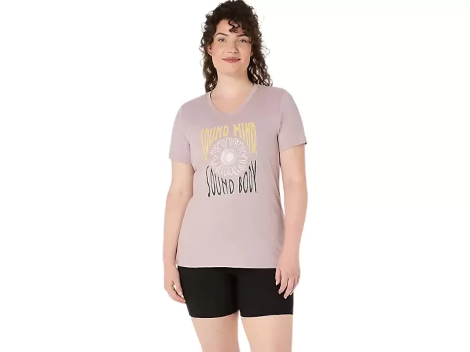 MAGLIA DA DONNA CON SLOGAN GIRASOLE E SCOLLO A V