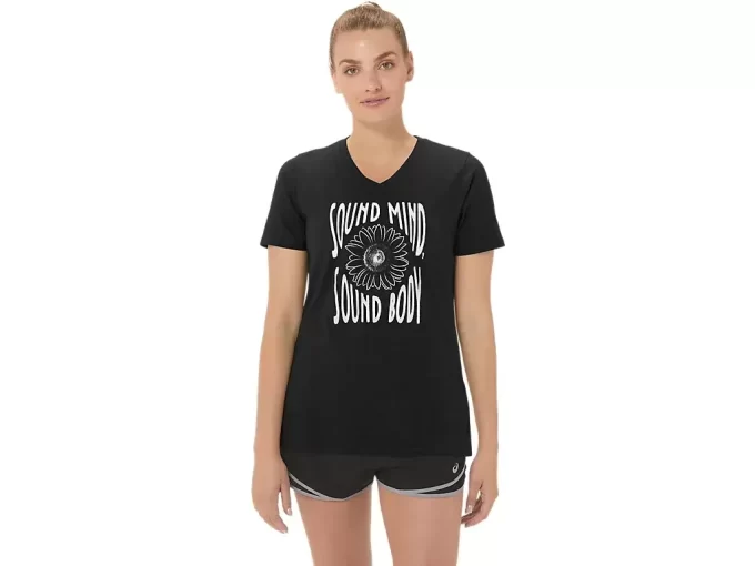 MAGLIA DA DONNA CON SLOGAN GIRASOLE E SCOLLO A V