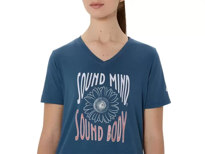 MAGLIA DA DONNA CON SLOGAN GIRASOLE E SCOLLO A V