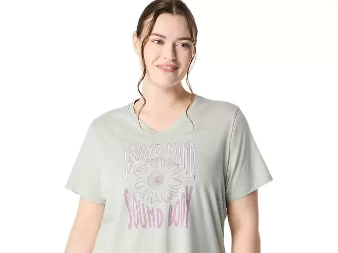 MAGLIA DA DONNA CON SLOGAN GIRASOLE E SCOLLO A V