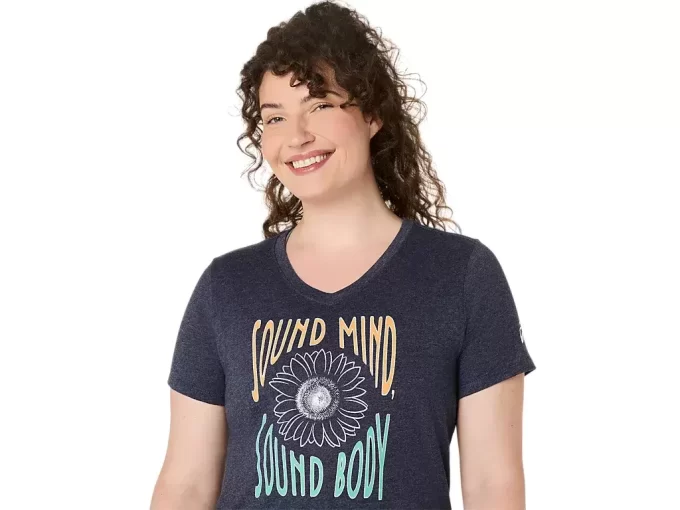 MAGLIA DA DONNA CON SLOGAN GIRASOLE E SCOLLO A V
