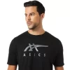 T-SHIRT A MANICHE CORTE ASICS STRIPE