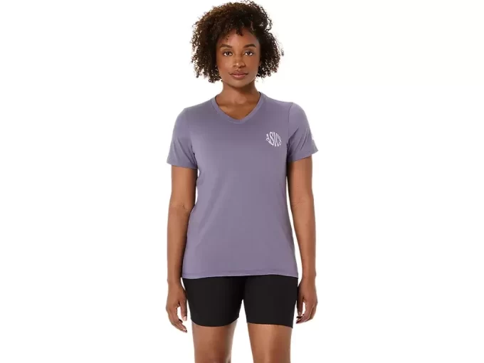 T-SHIRT A MANICHE CORTE CON SCOLLO A V ASICS NATURE DA DONNA