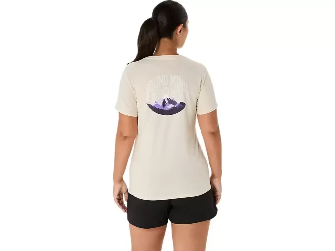 T-SHIRT A MANICHE CORTE CON SCOLLO A V ASICS NATURE DA DONNA