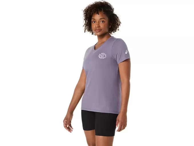 T-SHIRT A MANICHE CORTE CON SCOLLO A V ASICS NATURE DA DONNA