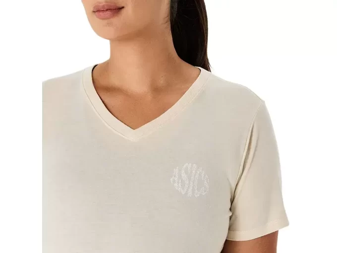 T-SHIRT A MANICHE CORTE CON SCOLLO A V ASICS NATURE DA DONNA