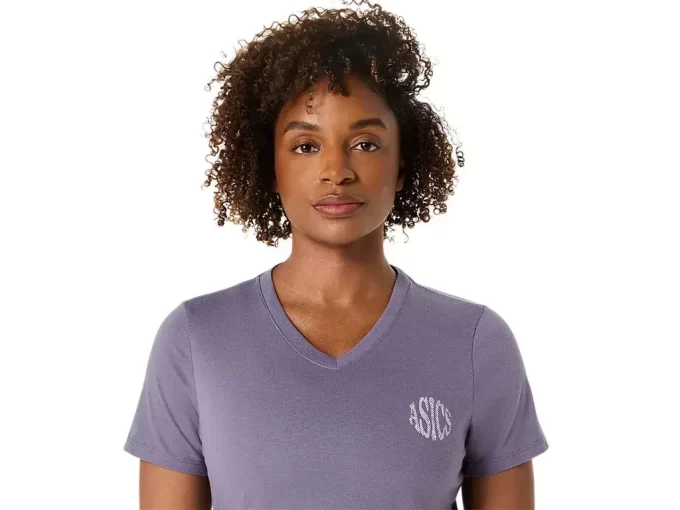 T-SHIRT A MANICHE CORTE CON SCOLLO A V ASICS NATURE DA DONNA