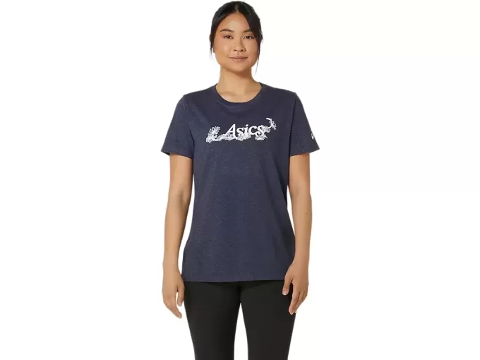 T-SHIRT A MANICHE CORTE CON SLOGAN FLOREALE ASICS DA DONNA