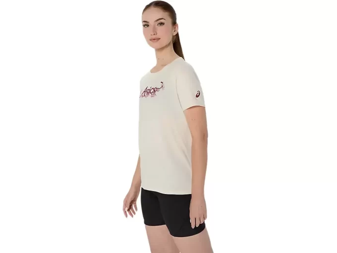 T-SHIRT A MANICHE CORTE CON SLOGAN FLOREALE ASICS DA DONNA
