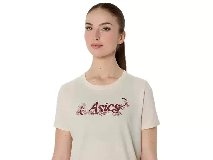 T-SHIRT A MANICHE CORTE CON SLOGAN FLOREALE ASICS DA DONNA