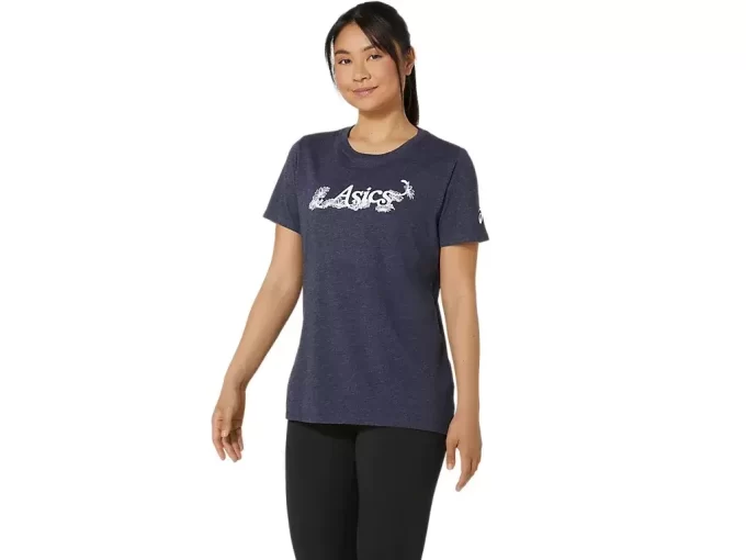 T-SHIRT A MANICHE CORTE CON SLOGAN FLOREALE ASICS DA DONNA