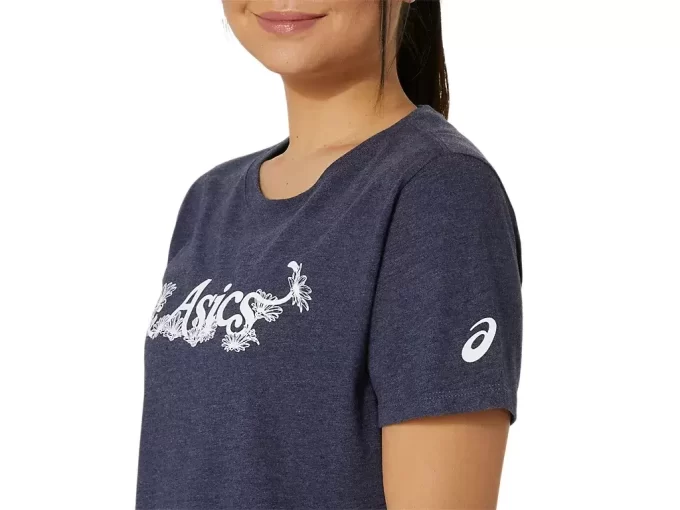 T-SHIRT A MANICHE CORTE CON SLOGAN FLOREALE ASICS DA DONNA