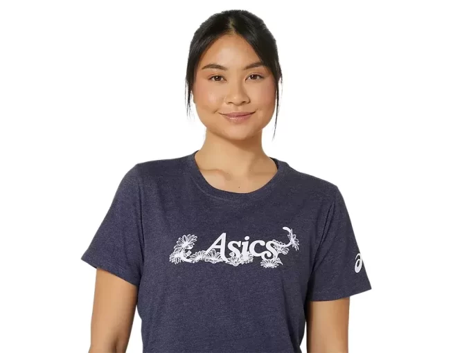 T-SHIRT A MANICHE CORTE CON SLOGAN FLOREALE ASICS DA DONNA